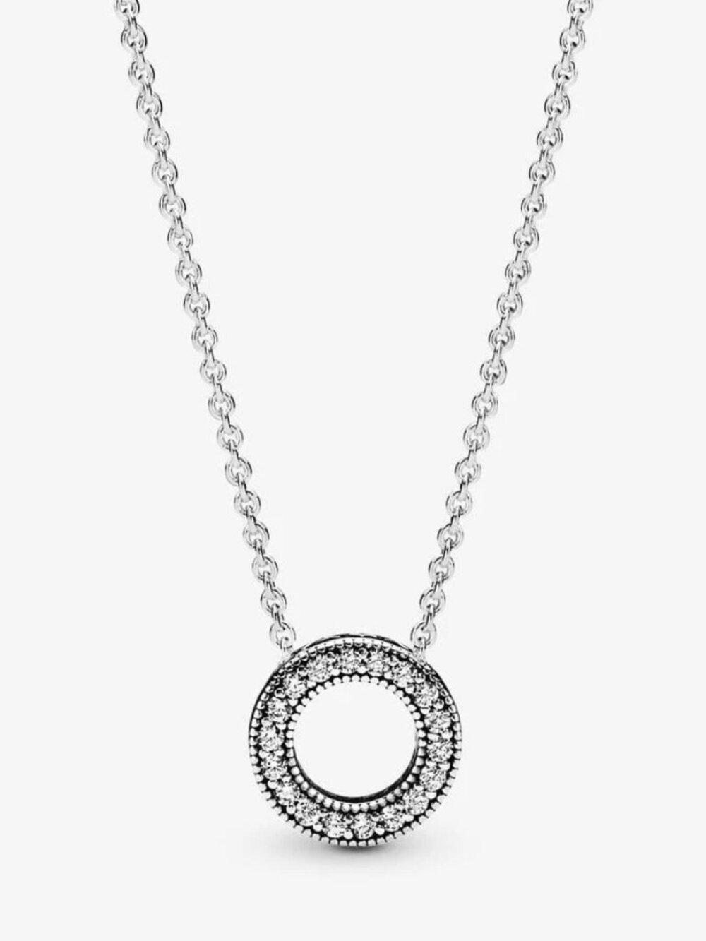 *BRAND NEW* Pandora Signature Logo CZ Pavé Circle Collier Necklace 397436CZ